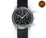 HRF Swiss Copy Omega Speedmaster Chronograph Watch Black Dial Black Rubber Strap